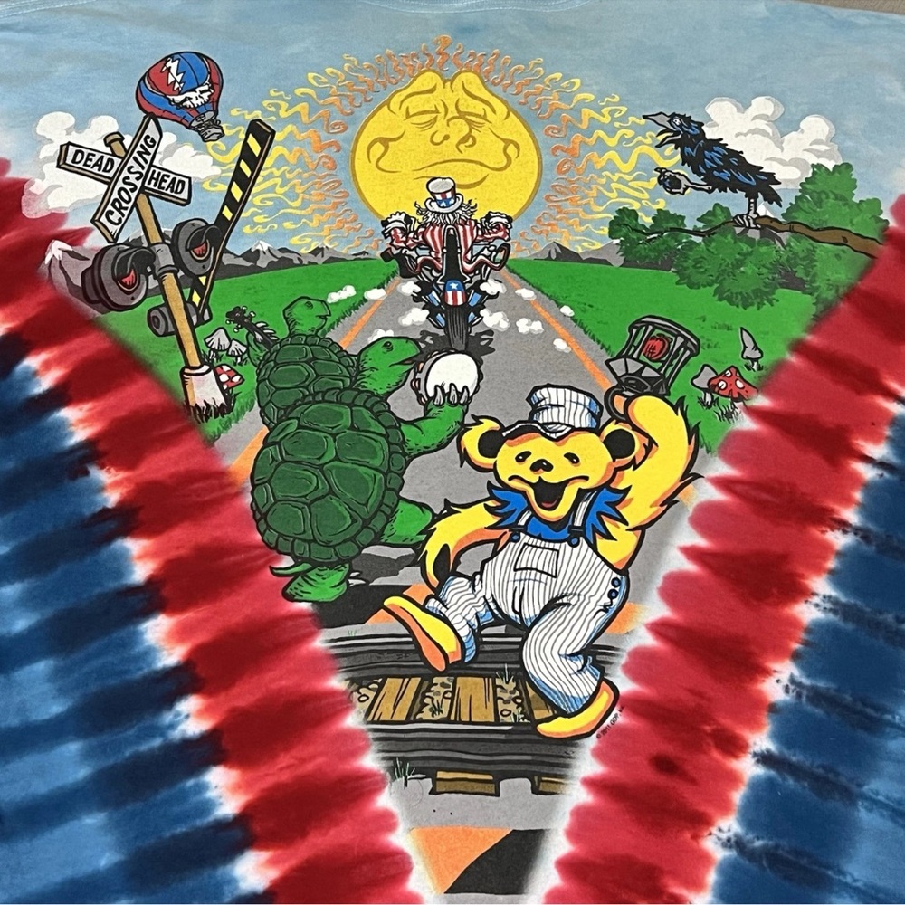 2011 Grateful Dead Deadhead Band Tshirt Crossing Biker Liquid Blue Tie Dye XL - Picture 5 of 9
